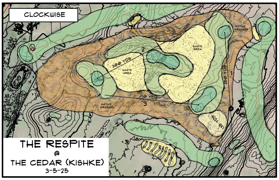Paul Albanese’s plan for The Respite, a multi-green complex where players can practice par-three and approach shots (Image: Albanese & Lutzke)