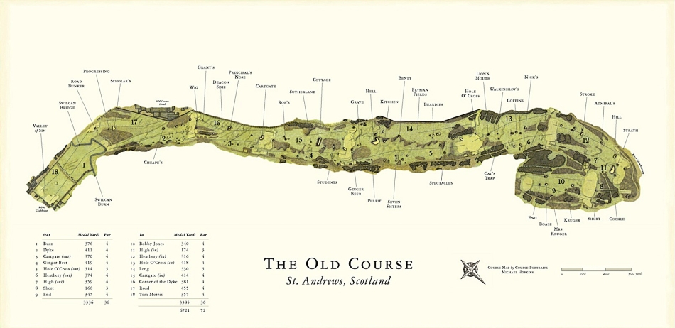 Richardson has now created plan reproductions of eight famous courses, including the Old course at St Andrews (Image: Golframes)